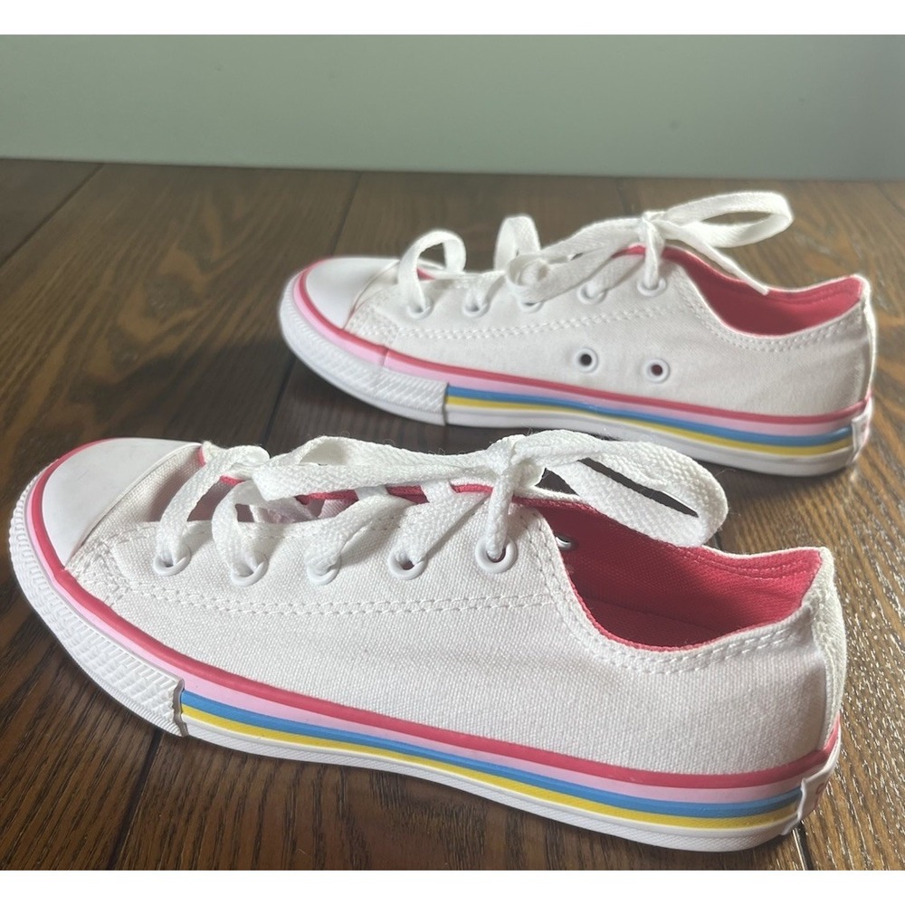 Converse All Star Ox Multi-Stripe White/Carmine Pink Canvas Youth 1.5